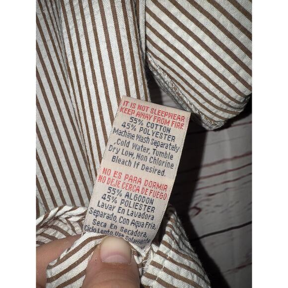 NWT American Heritage Brown and White Stripe Button Up Sz M - Picture 9 of 12